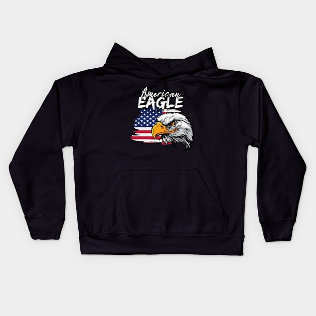Eagle with American Flag Kids Hoodie by ColorShades